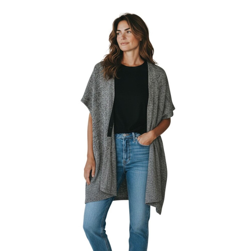 Eileen Fisher Systems Long Kimono Cardigan NWT Linen Wool Plus Size 1X
